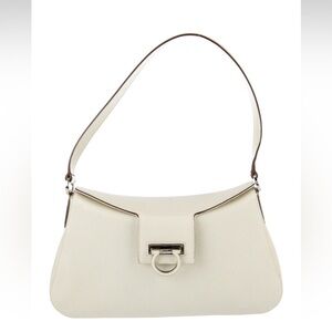 Salvatore Ferragamo Leather Gancini Shoulder Bag- White